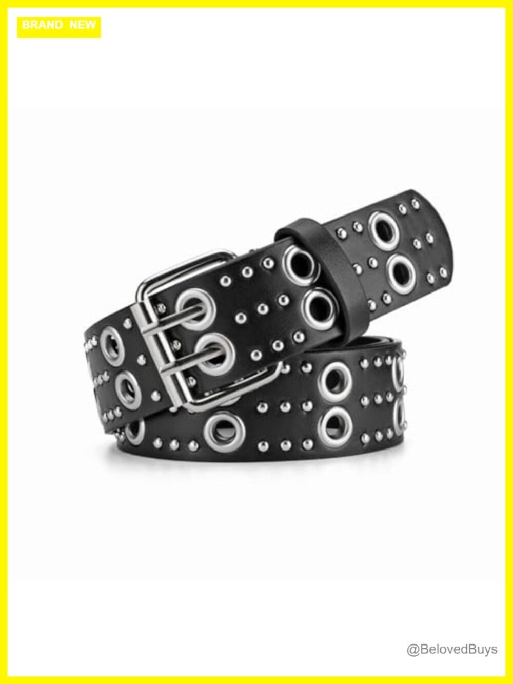 Studded Double Buckle PU Leather Belt Punk Goth Y2k Western Jean Accessory